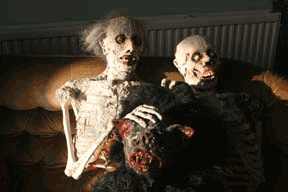 Monsters relaxing on set