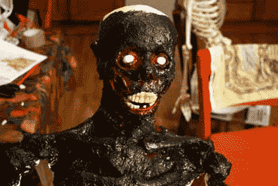 A corpse with marbles for eyes